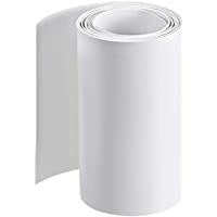 sourcing map PVC Termoretráctil Tubo 70mm Plano Ancho Envoltura para Tres 18650 5 Metros Blanco